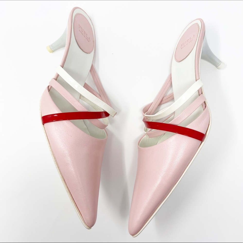 Vintage Furla pink leather mules